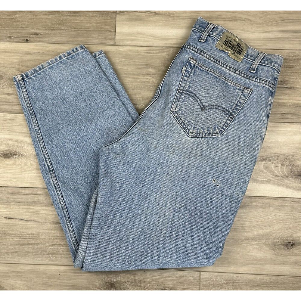 Vtg 90s Levi's Silvertab‎ Baggy Denim Jeans Skater Grunge Light Blue Mens 35X31